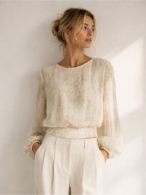 Cami NYC Silk Chiffon Pale Wallflower Floral Robyn Top